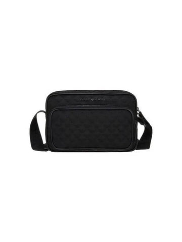 Men s Eagle Jacquard Square Crossbody Bag Black - EMPORIO ARMANI - BALAAN 1