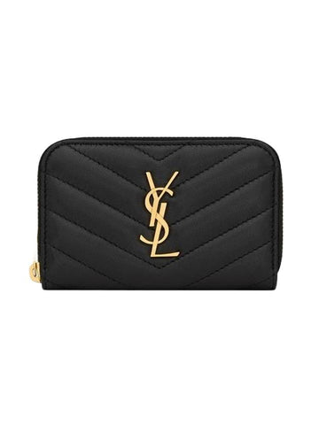 Cassandre Matelasse Lambskin Coin Wallet Black - SAINT LAURENT - BALAAN 1