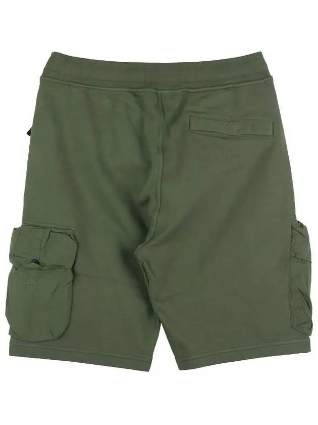 Men's Waffen Patch Cotton Fleece Bermuda Shorts Green - STONE ISLAND - BALAAN 4