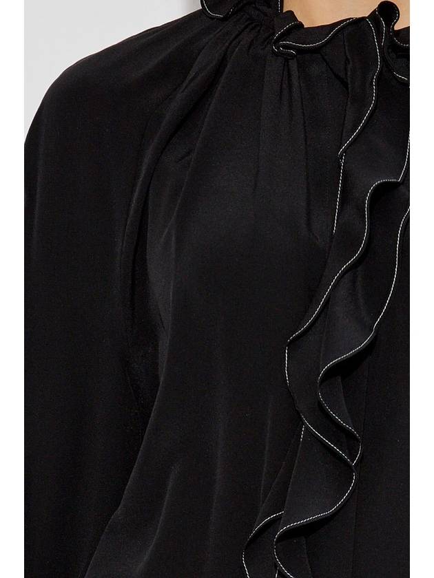 Victoria Beckham Silk Shirt With Ruffles, Women's, Black - VICTORIA BECKHAM - BALAAN 5