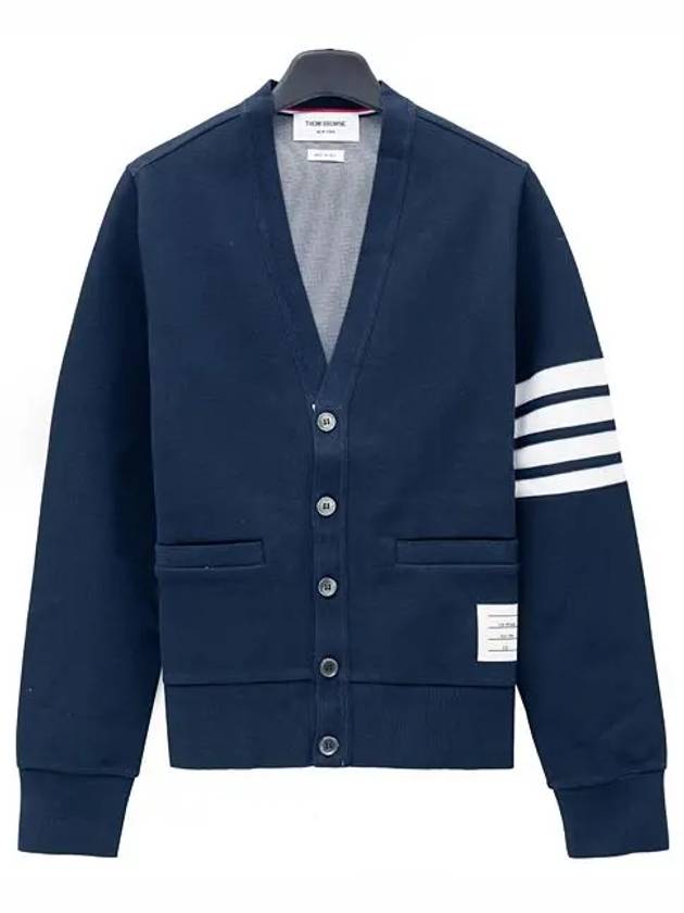 V-Neck 4 Bar Cardigan Navy - THOM BROWNE - BALAAN 3