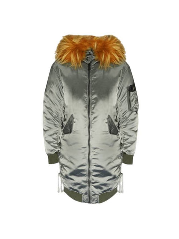 Orange Fox Fur Jacket Khaki - AS65 - BALAAN 1
