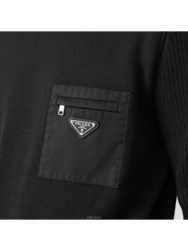 Triangle Logo Pocket Knitted Sweater Black - PRADA - BALAAN 6