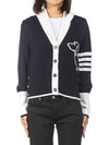 Fine Merino Hector 4 Bar Shawl Collar Cardigan Navy - THOM BROWNE - BALAAN 2