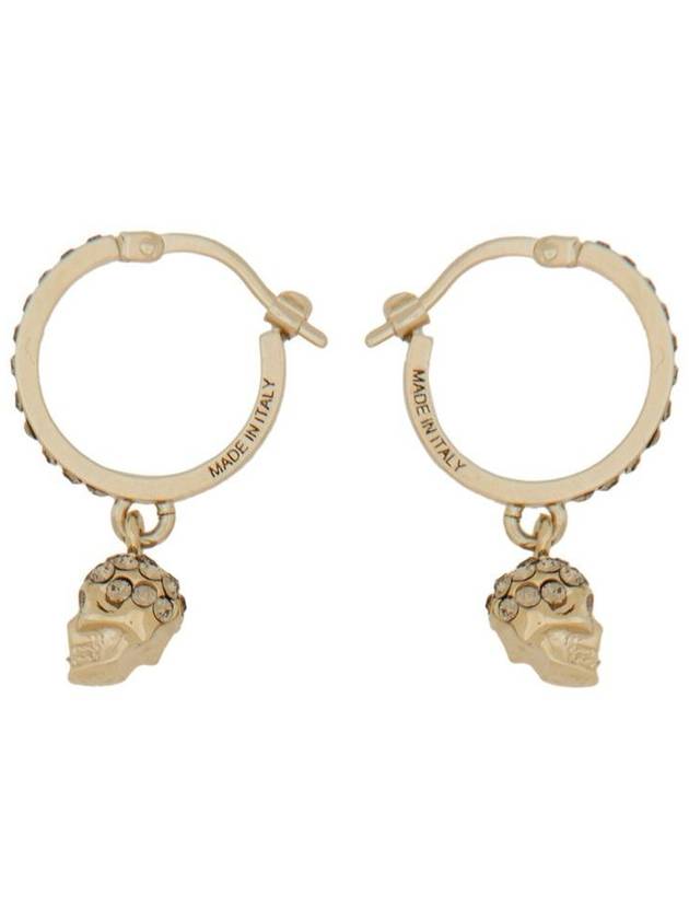 Skull Mini Creole Hoop Earrings Gold - ALEXANDER MCQUEEN - BALAAN 6