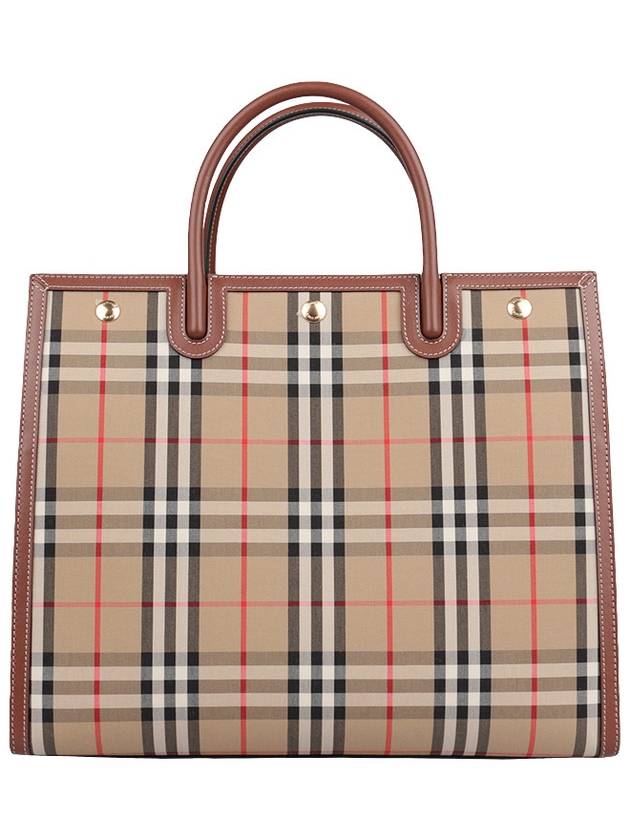 Vintage Check Two-Handle Title Medium Shoulder Bag Beige - BURBERRY - BALAAN 6