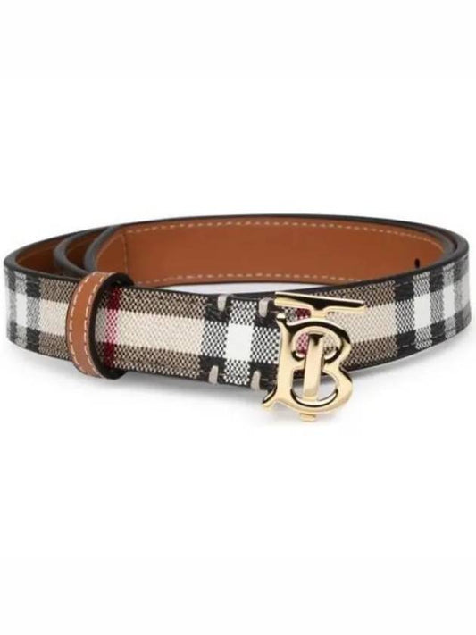 Plaid Check Pattern Leather Belt Beige - BURBERRY - BALAAN 2