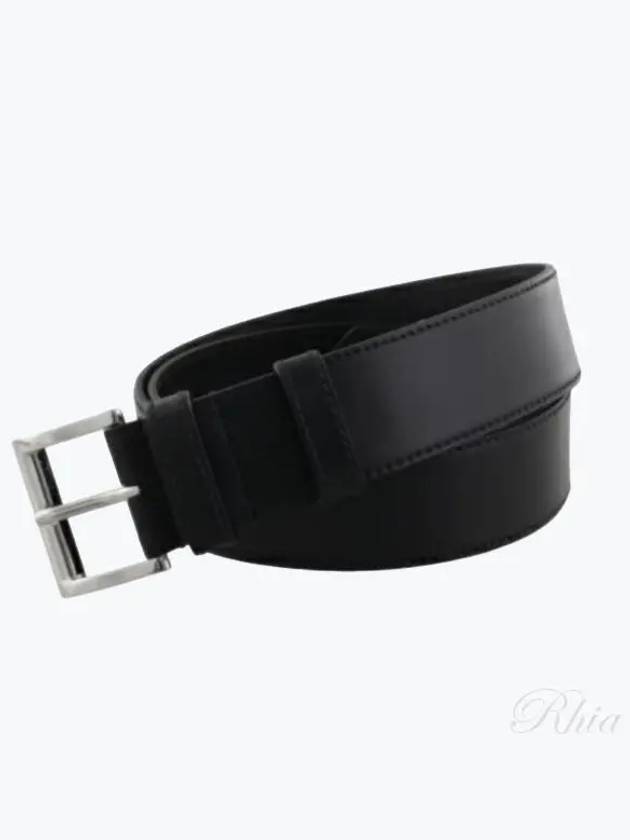 Triangle Logo Leather Belt Black - PRADA - BALAAN 2