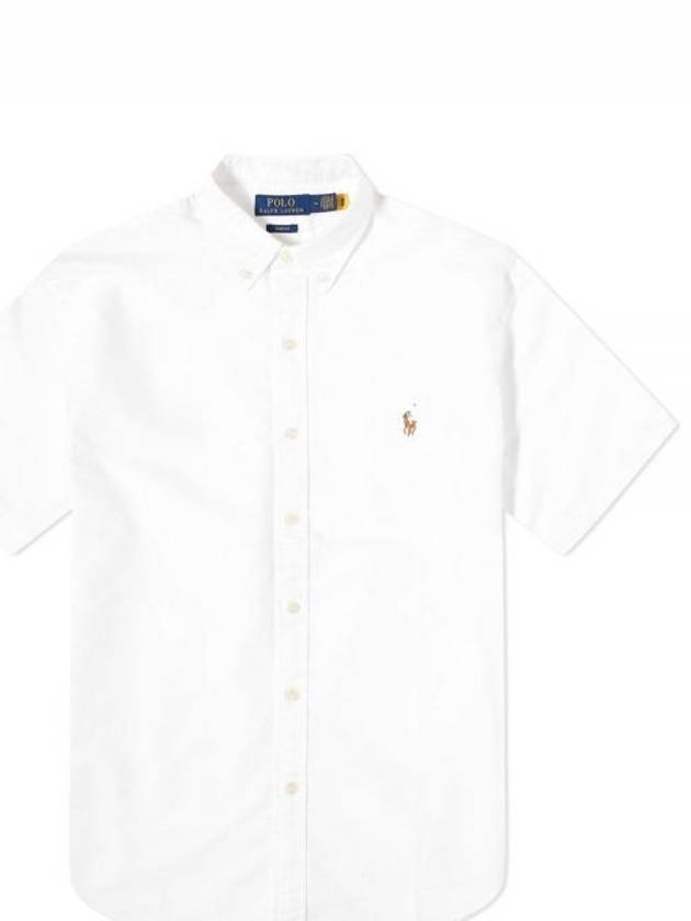 Embroidered Logo Oxford Short Sleeve Shirt White - POLO RALPH LAUREN - BALAAN 2