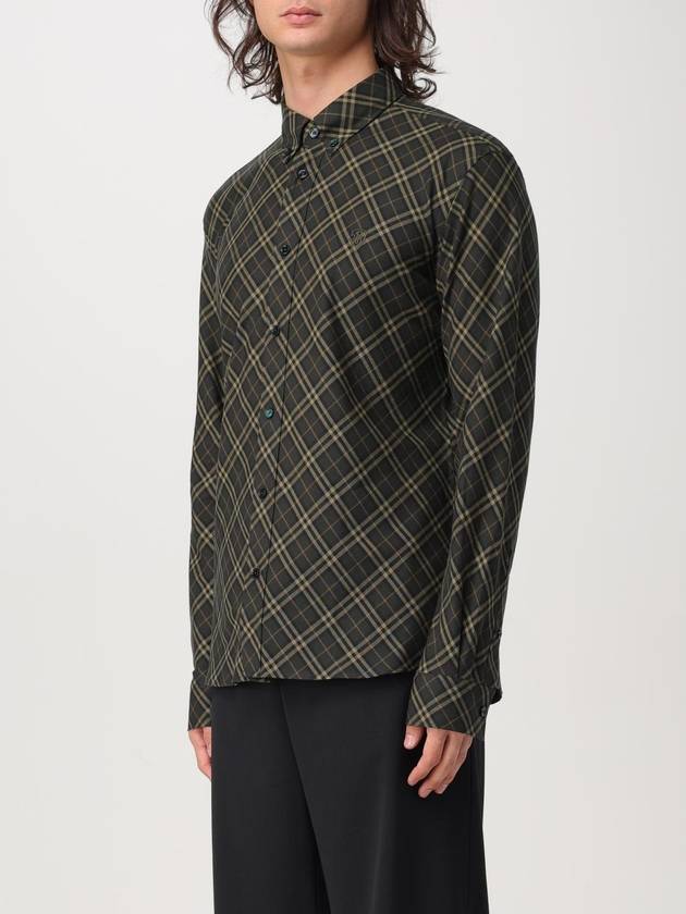 B Shield Embroidered Check Cotton Long Sleeve Shirt Shadow - BURBERRY - BALAAN 5