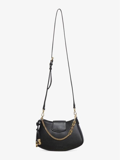 Swing Logo Chain Leather Mini Cross Bag Black - GANNI - BALAAN 2