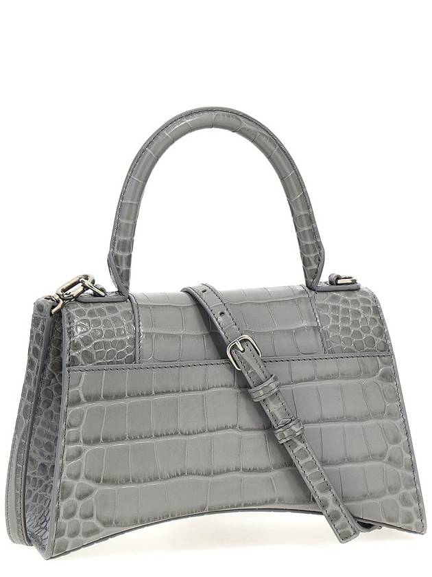 Crocodile Embossed Hourglass Small Calfskin Tote Bag Gray - BALENCIAGA - BALAAN 3