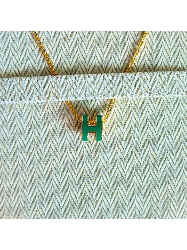 Mini Pop H Pendant Necklace Gold Malachite - HERMES - BALAAN 5