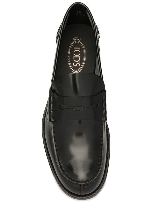 Stamped Monogram Semi-Shiny Leather Loafers Black - TOD'S - BALAAN 5