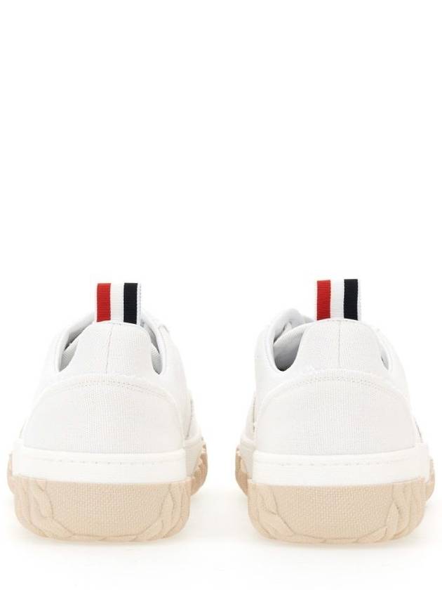 Frayed Canvas Cable Knit Sole Field Shoes White - THOM BROWNE - BALAAN 4