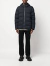 Seamless Logo Nylon Hooded Down Jacket Navy - STONE ISLAND - BALAAN 4