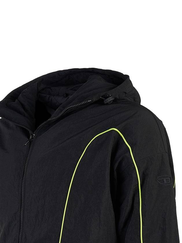 Padded Wrinkle Nylon Hooded Jacket Black - DIESEL - BALAAN 6