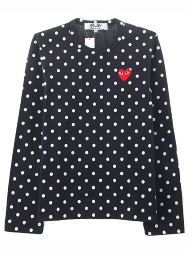 AZ T165 051 2 Dot pattern red wappen long sleeve tshirt navy women’s tshirt TTA - COMME DES GARCONS - BALAAN 1