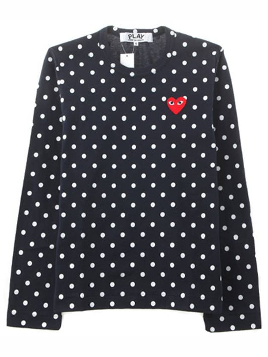 AZ T165 051 2 Dot pattern red wappen long sleeve tshirt navy women’s tshirt TTA - COMME DES GARCONS - BALAAN 1