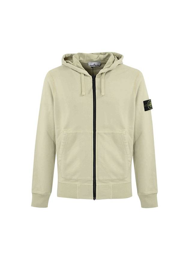 Cotton Fleece Garment Dyed Zip Up Hoodie Cream - STONE ISLAND - BALAAN 2