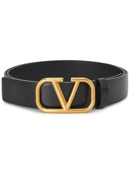 V logo signature leather belt black - VALENTINO - BALAAN 2