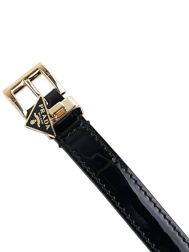 Triangle Logo Buckle Leather Belt Black - PRADA - BALAAN 7