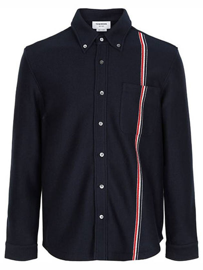 Double Face Knit Long Sleeve Shirt Navy - THOM BROWNE - BALAAN 2