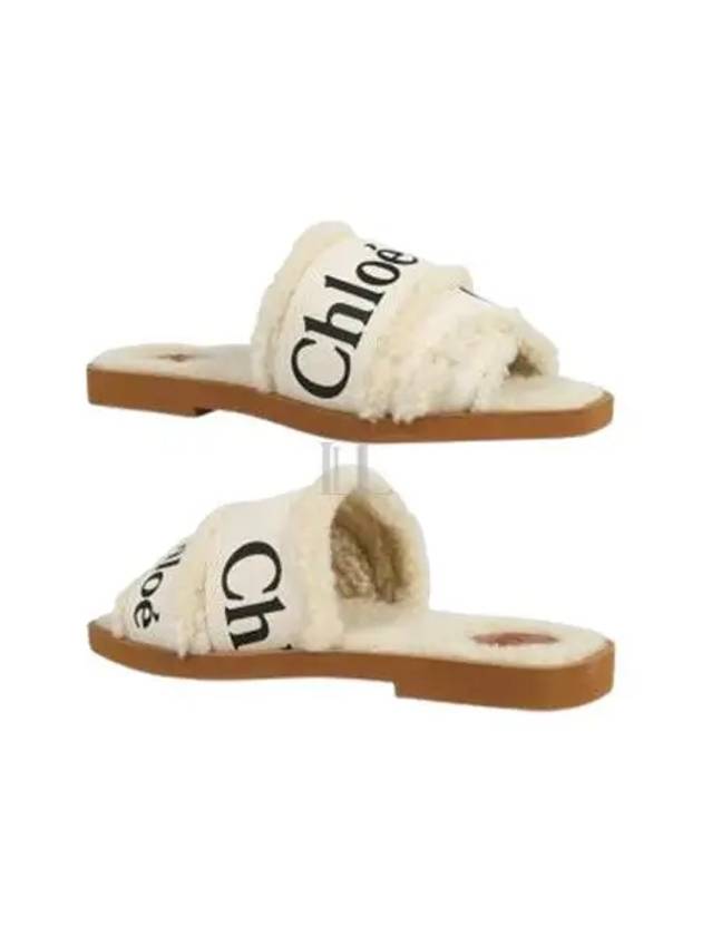 Woody Shearling Flat Mule Slippers Ivory - CHLOE - BALAAN 2