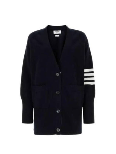 Stitched Cotton 4 Bar Cardigan Navy - THOM BROWNE - BALAAN 2