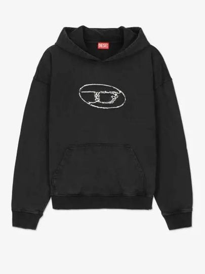 S-Boxt Logo Print Cotton Hoodie Black - DIESEL - BALAAN 2