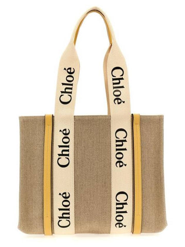 Woody Canvas Medium Tote Bag Yellow - CHLOE - BALAAN 1