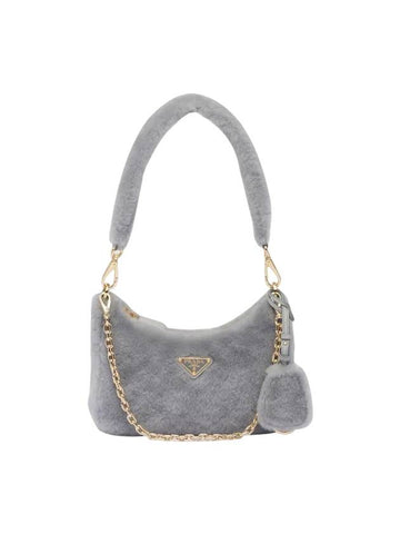 shearling mini bag gray - PRADA - BALAAN 1