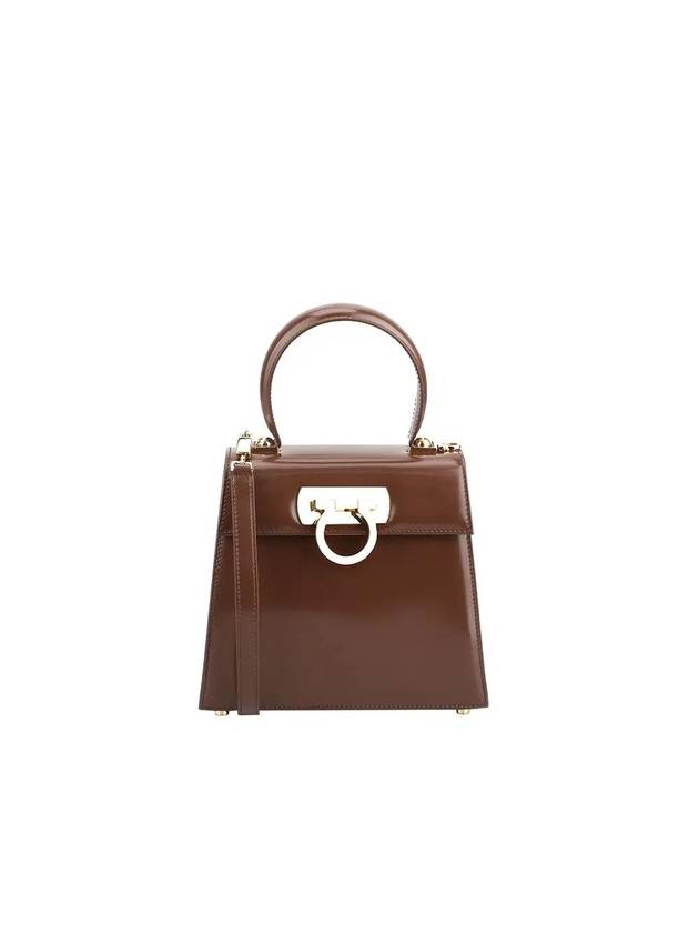 Iconic Top Handle Small Tote Bag Cocoa - SALVATORE FERRAGAMO - BALAAN 1