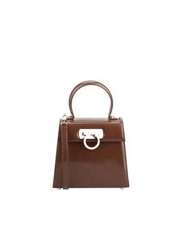 Iconic Top Handle Small Tote Bag Cocoa - SALVATORE FERRAGAMO - BALAAN 1