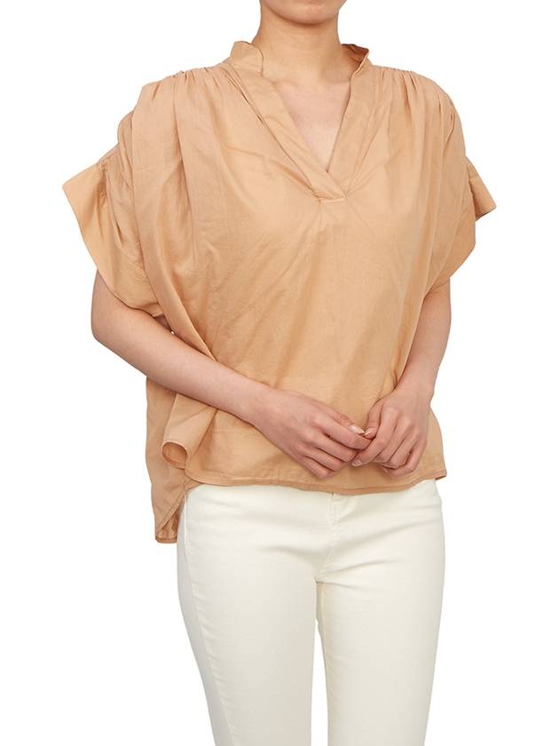 Women's Cory Short Sleeve Blouse Beige Brown - VANESSA BRUNO - BALAAN 5