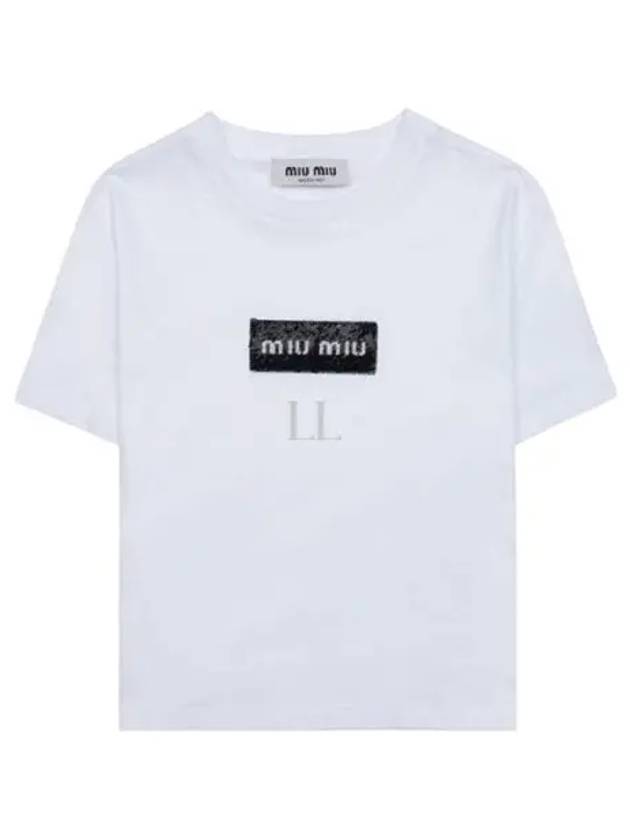 Embroidered Logo Short Sleeve T-Shirt White - MIU MIU - BALAAN 2