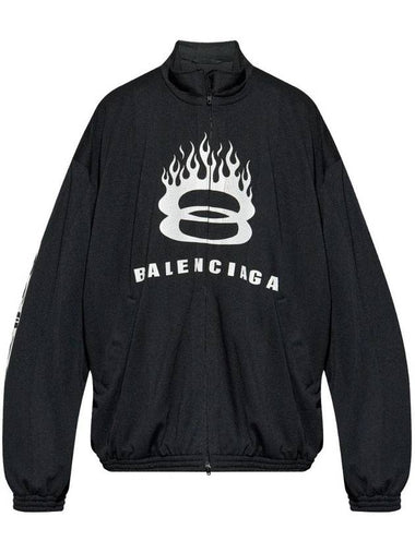 Flame Print Zip-Up Jacket Black - BALENCIAGA - BALAAN 1