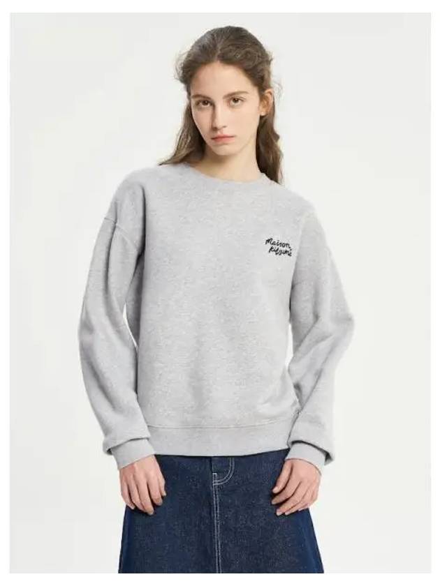 Women s Lettering Embroidery Comfort Sweatshirt Light Gray Melange Black Domestic Product GM0024012377265 - MAISON KITSUNE - BALAAN 1