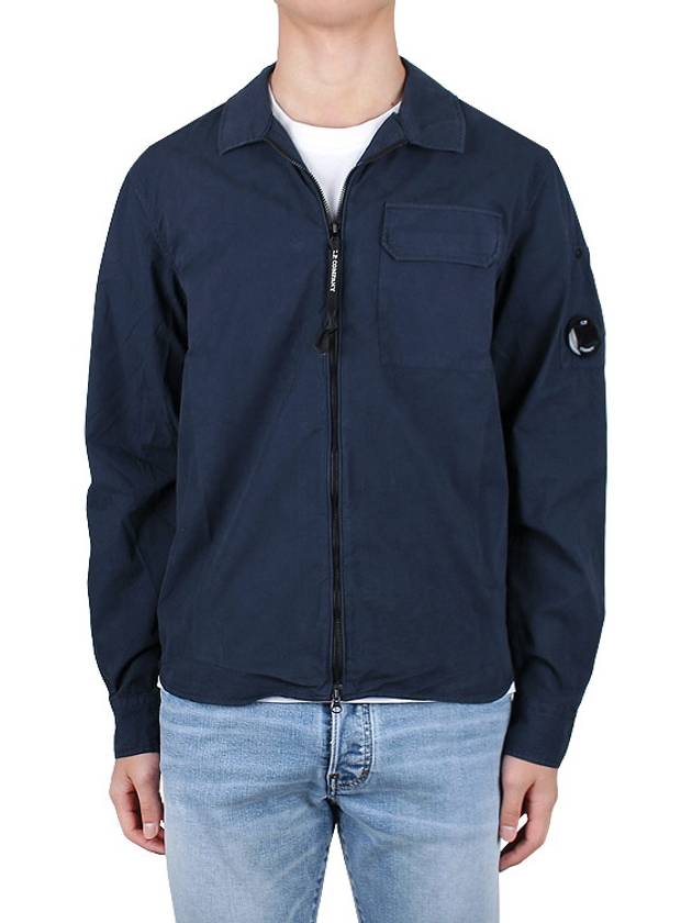 Lens Wappen Gabardine Shirt Zip-up Jacket Navy - CP COMPANY - BALAAN 3