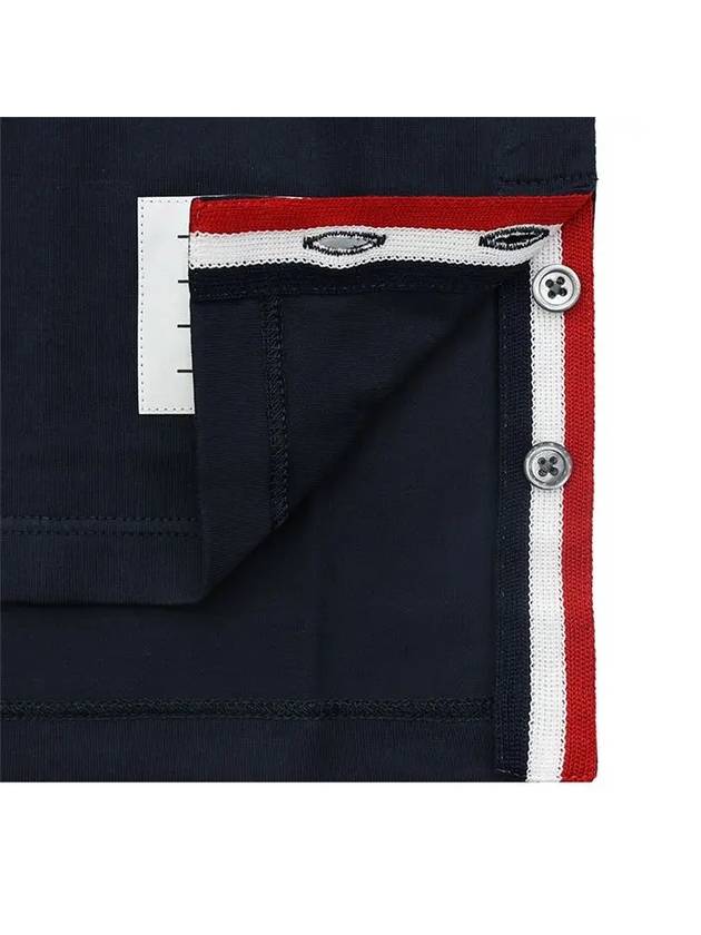 Men's Medium Weight Jersey Tipped Pocket Crewneck Short Short Sleeve T-Shirt Navy - THOM BROWNE - BALAAN 6