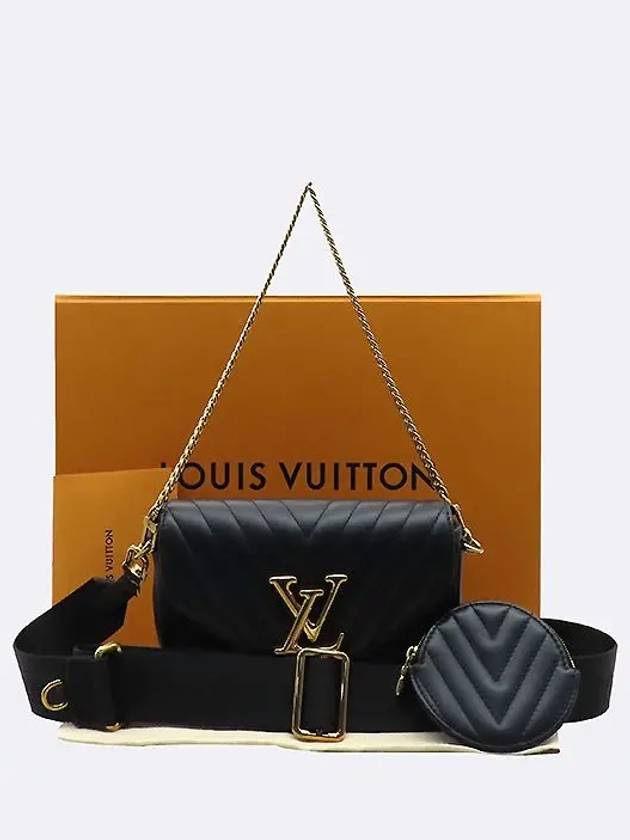 M56461 Black NOIR Calfskin New Wave Multi Pochette Gold Chain Cross Strap 2WAY - LOUIS VUITTON - BALAAN 1