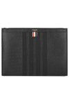 diagonal striped leather clutch bag black - THOM BROWNE - BALAAN 2