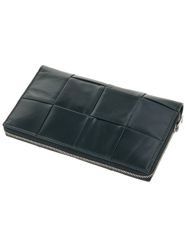 Intrecciato Zipper Leather Long Wallet Dark Green - BOTTEGA VENETA - BALAAN 5