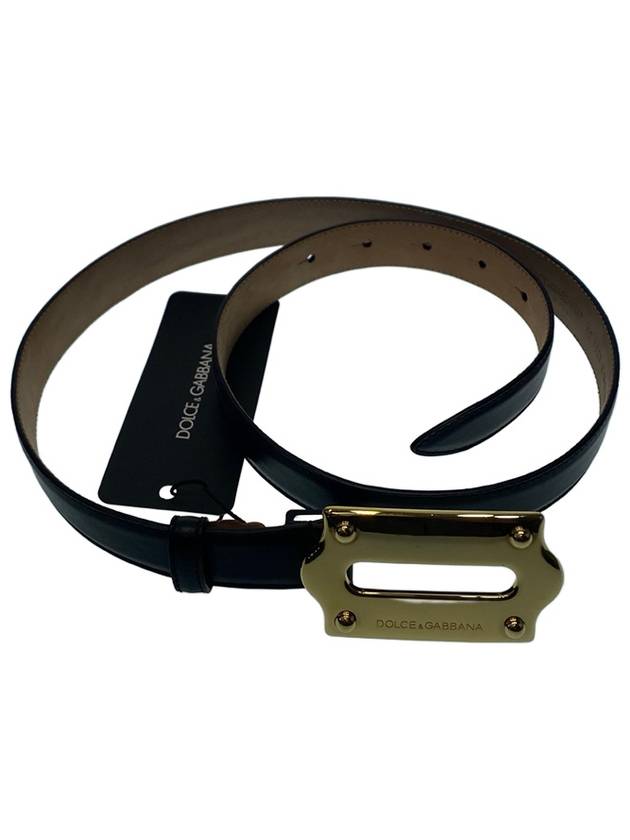 Gold Buckle Skinny Belt Black - DOLCE&GABBANA - BALAAN 3