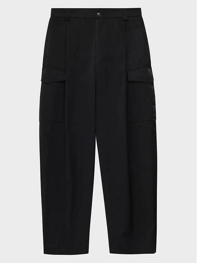 Cotton Pleated Pocket Wide Pants Black - NOIRER - BALAAN 3