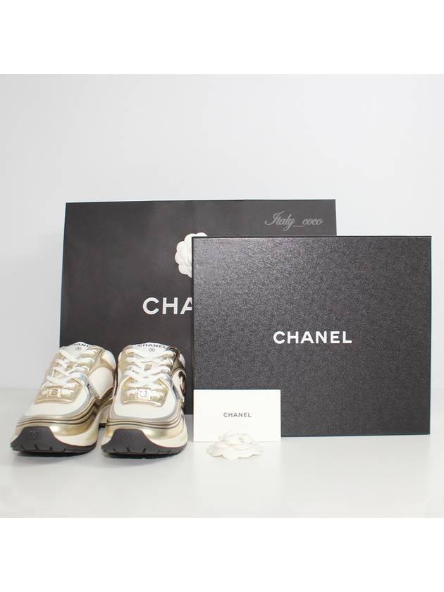 Fabric Laminated Low Top Sneakers Gold - CHANEL - BALAAN 2