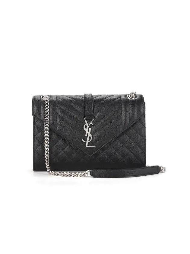 Envelope Medium Chain Bag in Mix Matelasse Grain De Poudre Embossed Leather Black - SAINT LAURENT - BALAAN 2