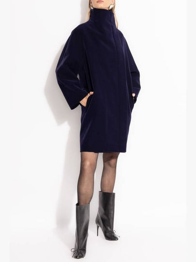 Alaïa Coat With Stand-up Collar, Women's, Navy Blue - ALAIA - BALAAN 2