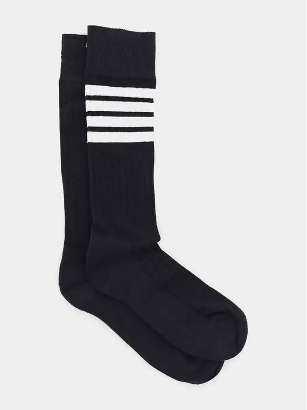 4-Bar Athletic Mid Calf Cotton Socks Navy - THOM BROWNE - BALAAN 4