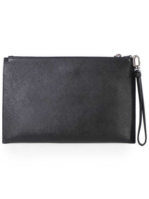 Prada 2NH005 2MB8 Black Saffiano Leather Engraved Logo Strap Clutch - PRADA - BALAAN 3